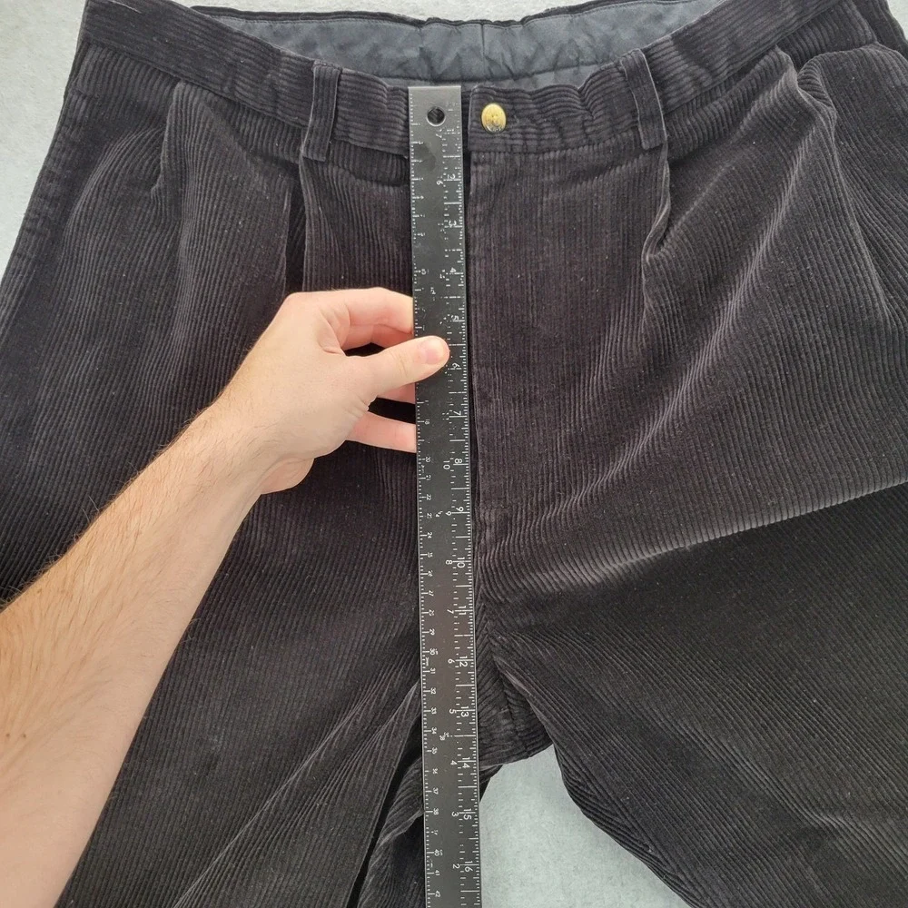 Nautica Mens Corduroy Pants 36x34 (Fits 36x31)‎ Pleated Cuffed 100% Cotton Black